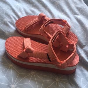 Orange Teva Flatform Sandals